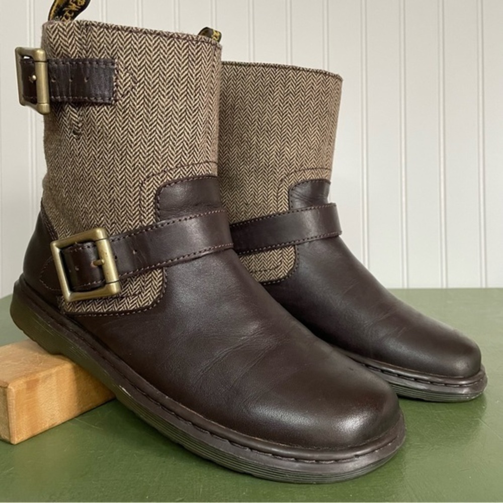 Dr Martens GAYLE Mid-Calf Boots in Tweed & Brown Leather *Vietnam*